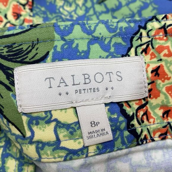 Talbots Skirt 8 Petite Pineapple Print Pockets Tropical Vacation Beach Retro - Picture 3 of 10